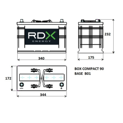 BATTERIA 12V 125AH 920AH 344X175X232 MM DX
