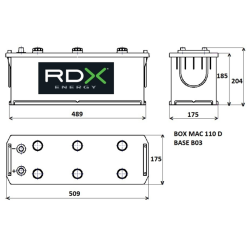 BATTERIA 12V 135AH 800A 509X175X204 MM DX