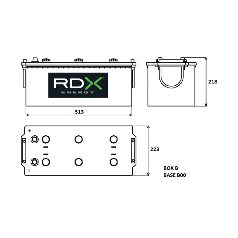 BATTERIA 12V 185AH 1100AH 513X223X218 MM SX