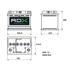 BATTERIA 12V 60AH 500A 241X175X190 MM DX