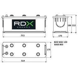 Batteria 12V 125AH 920A 514x175x212 mm