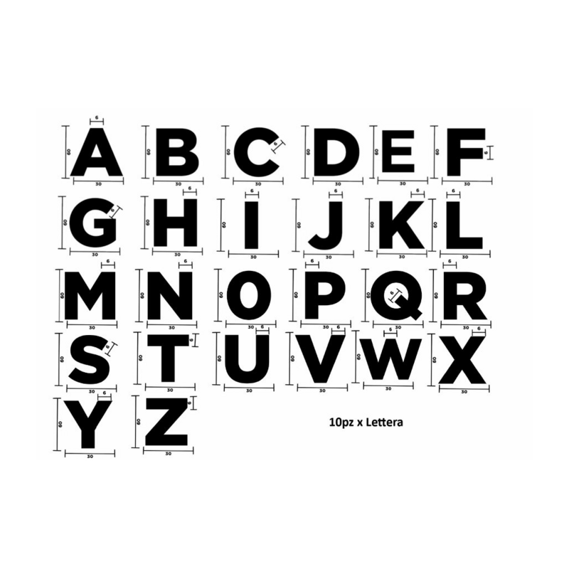Kit lettere adesive per targa ripetitrice 260 pz