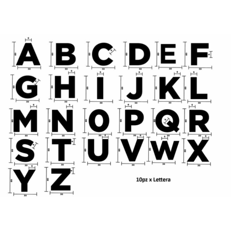 Kit lettere adesive per targa ripetitrice 260 pz