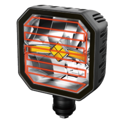 Proiettore a LED con freccia movibile e lente riscaldata