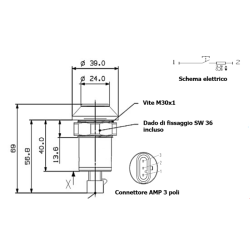 Interruttore a pulsante PNEUTRON giallo, simbolo freccia nera - sollevare/abbassare