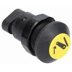 Interruttore a pulsante PNEUTRON giallo, simbolo sollevatore abbassato
