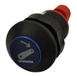Interruttore a pulsante PNEUTRON blu, simbolo sollevatore abbassato