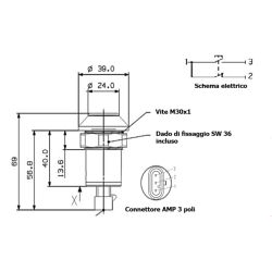 Interruttore a pulsante PNEUTRON rosso, simbolo presa di forza PTO