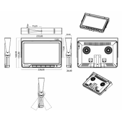Monitor 9" HD 12-24V 16:9 QUAD split monitor per kit 55806
