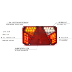 Fanale posteriore LED, lato sx, 12-24V, 242x58,2x134 mm