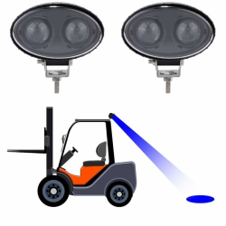 Faro da lavoro ovale, LED, luce blu 10-100V, 10W, 500LM, 2 LED, per carrelli elevatori, illuminazione pavimento