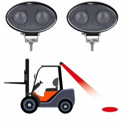 Faro da lavoro ovale a LED luce rossa 10-100V, 500LM, 10W, 2 LED, per carrelli elevatori, illuminazione pavimento