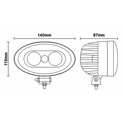 Faro da lavoro ovale a LED luce rossa 10-100V, 500LM, 10W, 2 LED, per carrelli elevatori, illuminazione pavimento