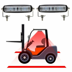 Barra di segnalazione a LED rosso 10-80V, 500LM 18W, 6 LED, per carrelli elevatori, illuminazione pavimento