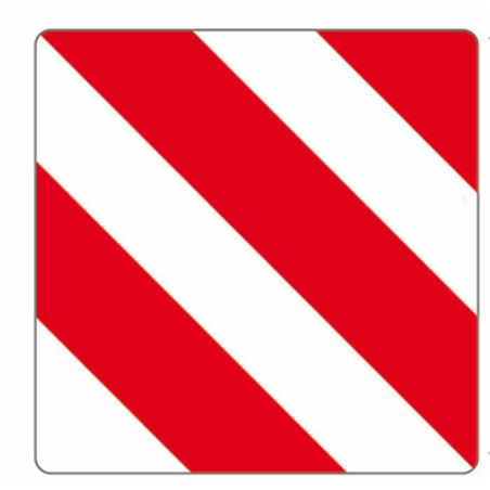 Pannello in alluminio 423x423 mm di segnalazione delle attrezzature agricole, lato sx, per Francia e Germania
