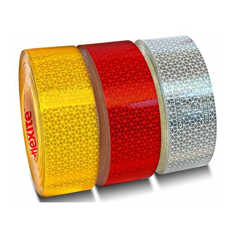 Nastro adesivo giallo riflettente per superfici rigide 50 mm × 50 m