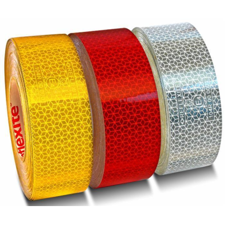 Nastro adesivo giallo riflettente per superfici rigide 50 mm × 50 m
