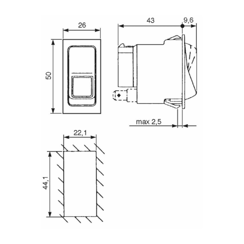 INTERRUTTORE BASCULANTE ON-OFF 12V LAMPADA ROTANTE