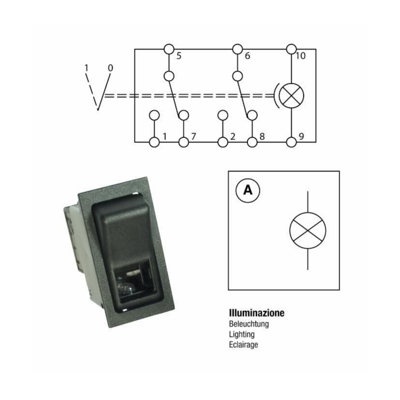 INTERRUTTORE BASCULANTE ON-ON 12V TERGICRISTALLI