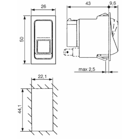 INTERRUTTORE BASCULANTE OFF-ON-ON 12V LUCI DI POSIZIONE