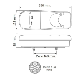 Fanale posteriore alogeno dx/sx 350x85x128 mm