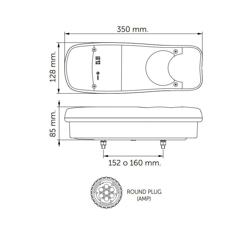 Fanale posteriore alogeno dx/sx 350x85x128 mm