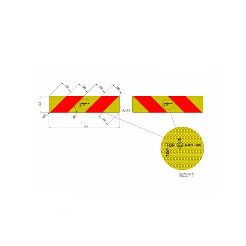Kit 2 pannelli 565×132 mm per autocarro e motrice, portata ≥ 3.500 kg, ECE ONU 70/01