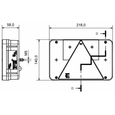 Fanale posteriore alogeno dx 218x58x140 mm