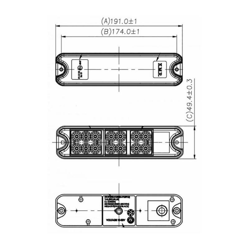 Fanale posteriore LED dx/sx 10-30V 191x31x49 mm