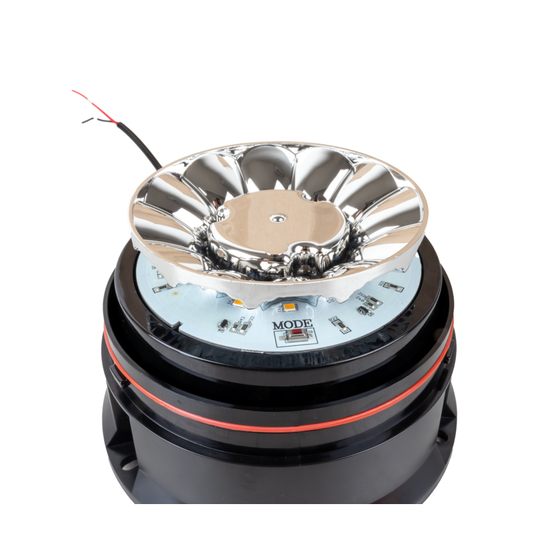 Lampeggiante a LED 12-24V a base piana, 12 Led, 16W, IP66