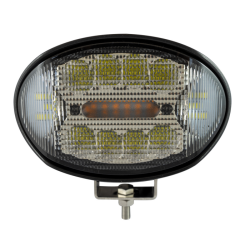 Faro da lavoro a LED ovale 10-36V DC, 42W, 3150LM, con rotazione 360°, 8 LED bianchi e 6 LED arancioni, raggio luce ampio e lun