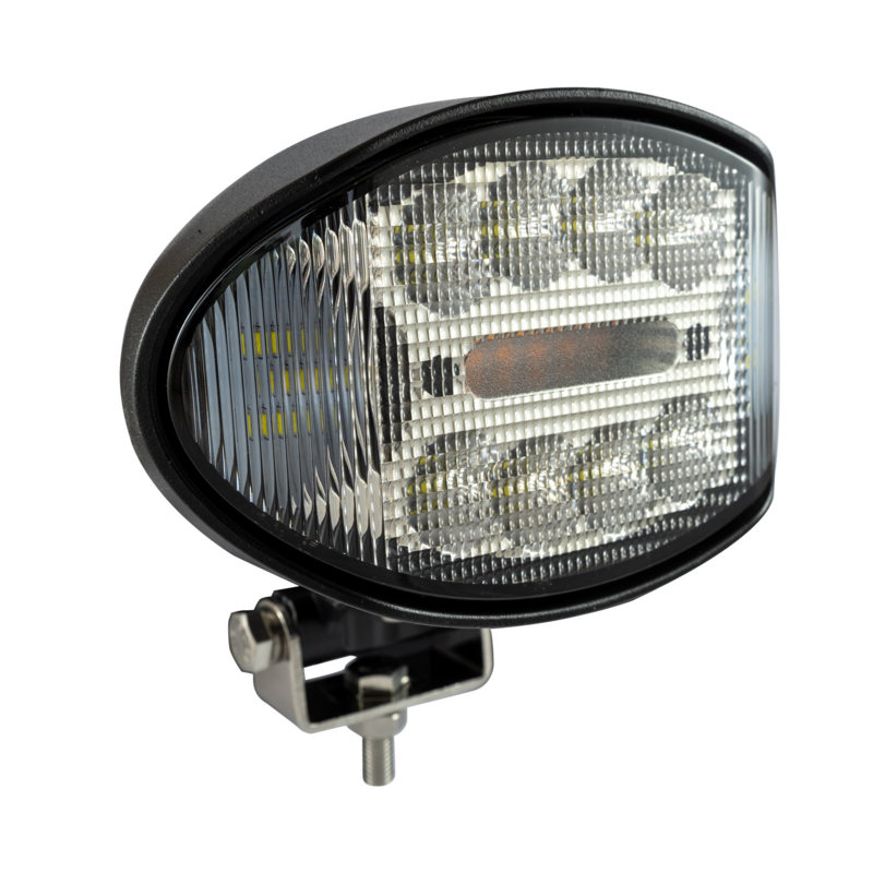 Faro da lavoro a LED ovale 10-36V DC, 42W, 3150LM, con rotazione 360°, 8 LED bianchi e 6 LED arancioni, raggio luce ampio e lun