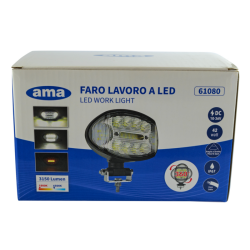 Faro da lavoro a LED ovale 10-36V DC, 42W, 3150LM, con rotazione 360°, 8 LED bianchi e 6 LED arancioni, raggio luce ampio e lun
