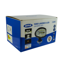 Faro da lavoro a LED ovale 10-36V DC, 42W, 3150LM, con rotazione 360°, 8 LED bianchi e 6 LED arancioni, raggio luce ampio e lun