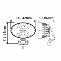 Faro da lavoro a LED ovale 10-36V DC, 42W, 3150LM, con rotazione 360°, 8 LED bianchi e 6 LED arancioni, raggio luce ampio e lun
