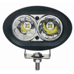 Faro da lavoro ovale a LED 10-36V, 20W, 850 LM, raggio lungo/profondo, 2 LED