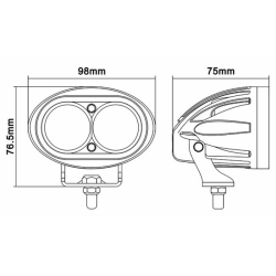 Faro da lavoro ovale a LED 10-36V, 20W, 850 LM, raggio lungo/profondo, 2 LED