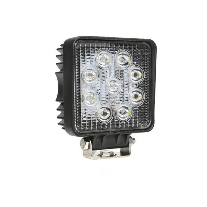 Faro da lavoro a LED quadrato 110x110 mm, 10-36V DC, 27W, 2025LM, raggio ampio/largo, 9 LED