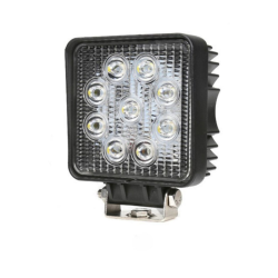Faro da lavoro a LED quadrato 110x110 mm, 10-36V DC, 27W, 2025LM, raggio ampio/largo, 9 LED