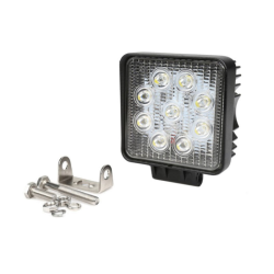 Faro da lavoro a LED quadrato 110x110 mm, 10-36V DC, 27W, 2025LM, raggio ampio/largo, 9 LED