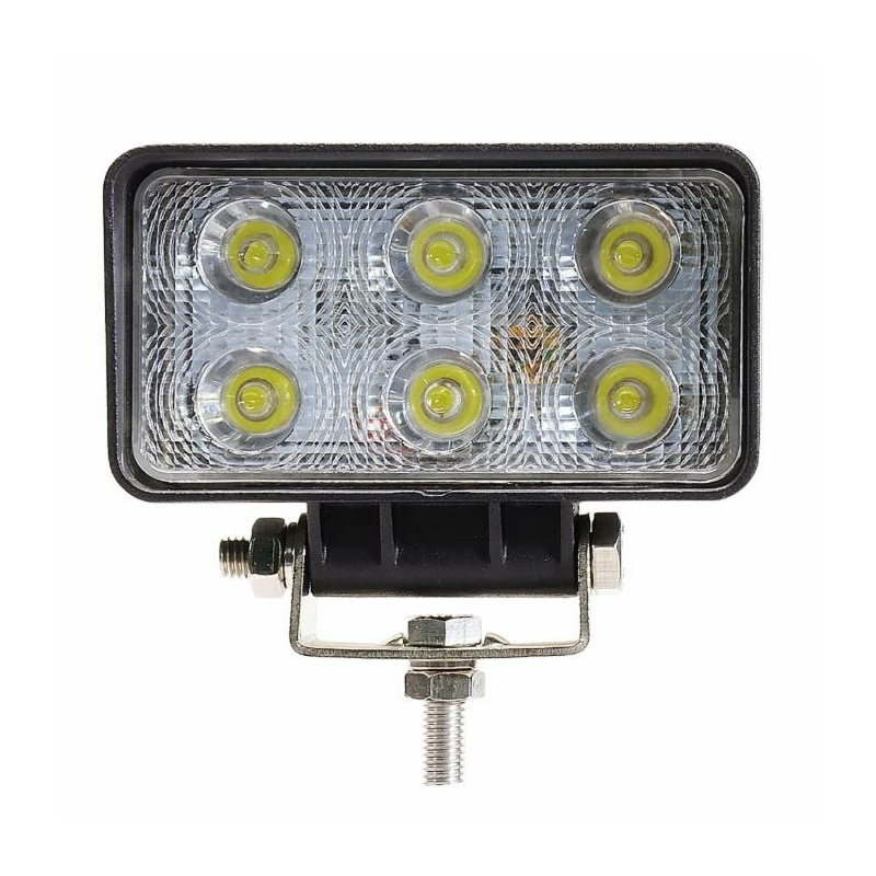 Faro da lavoro rettangolare a LED 10-36V, 18W, 1350 LM, raggio ampio/largo, 6 LED