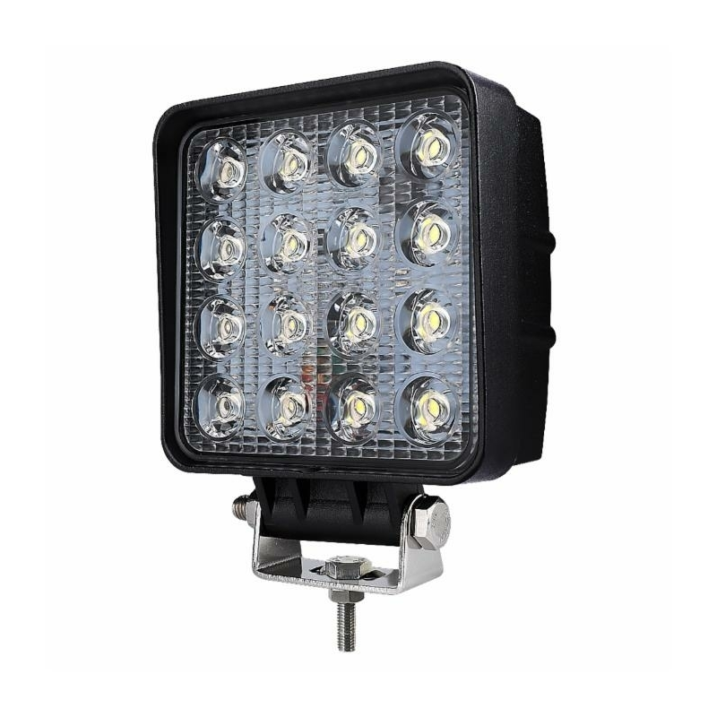 Faro da lavoro quadrato a LED 10-36V, 48W, 3600 LM, raggio ampio/largo, 16 LED