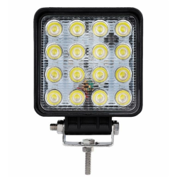 Faro da lavoro quadrato a LED 10-36V, 48W, 3600 LM, raggio ampio/largo, 16 LED