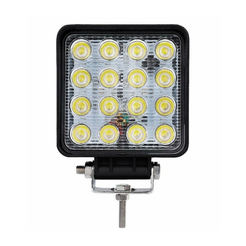 Faro da lavoro quadrato a LED 10-36V, 48W, 3600 LM, raggio ampio/largo, 16 LED