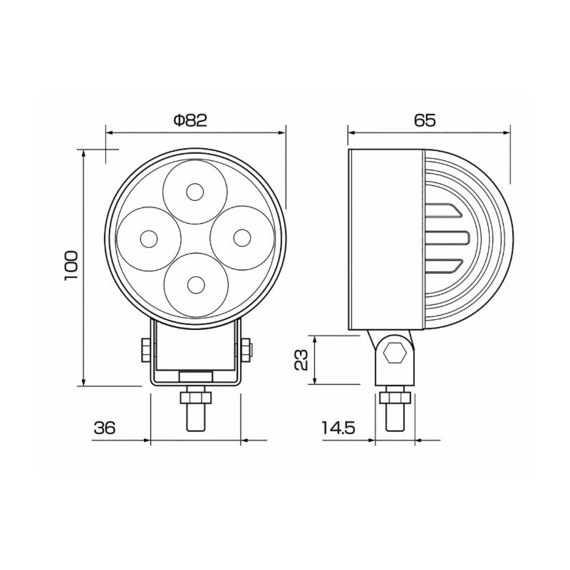 Faro da lavoro rotondo a LED 10-36V, 12W, 900 LM, raggio ampio/largo, 4 LED