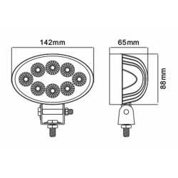 Faro da lavoro ovale a LED 10-36V, 24W, 1800LM, raggio lungo, 8 LED