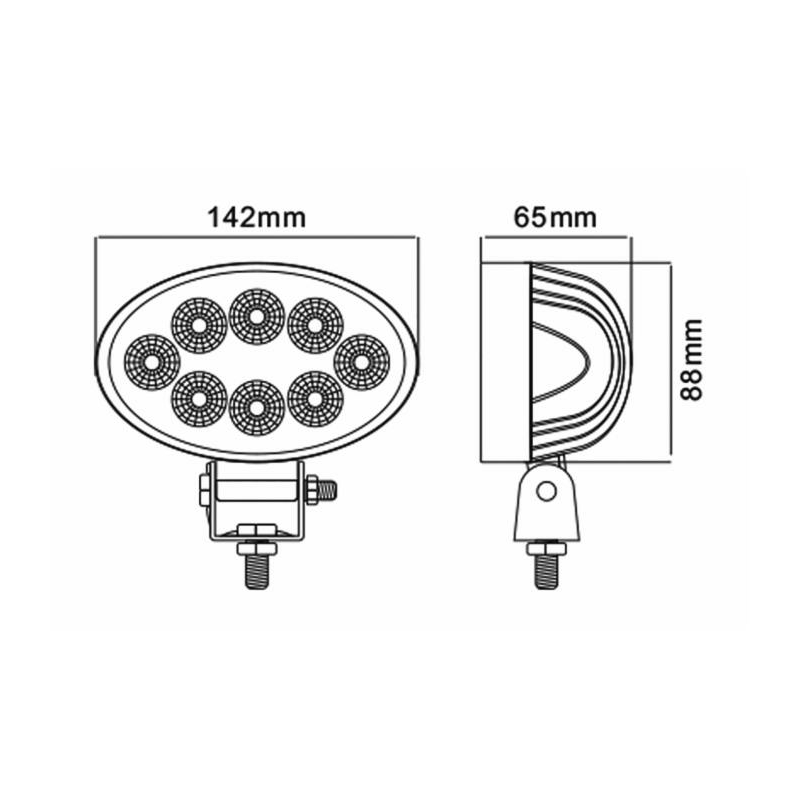 Faro da lavoro ovale a LED 10-36V, 24W, 1800LM, raggio lungo, 8 LED