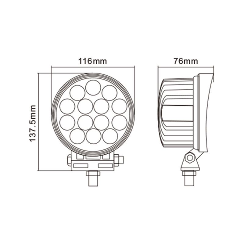 Faro da lavoro rotondo a LED 10-36V, 42W, 3150 LM, raggio ampio/largo, 14 LED