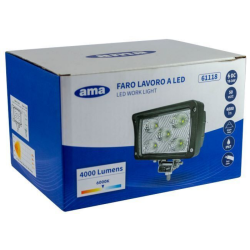 Faro lavoro led rettangolare 10-36V DC, 50W, 4000LM, raggio ampio/largo, 5 LED
