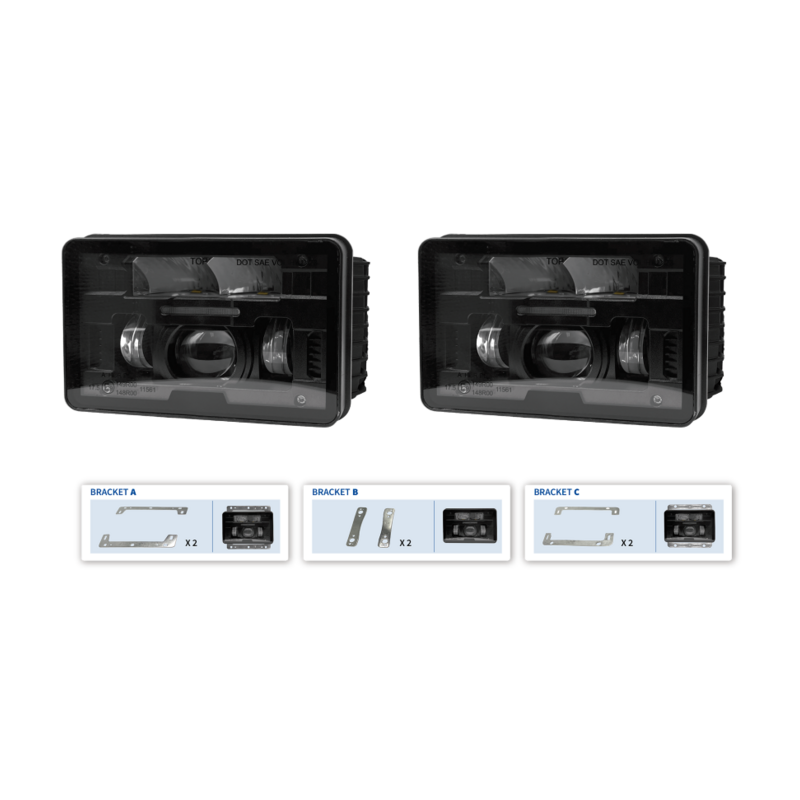 Kit proiettori a LED con 3 cornici che li rendono compatibili con John Deere, Massey Ferguson, Ford, New Holland, Case/IH, Valm